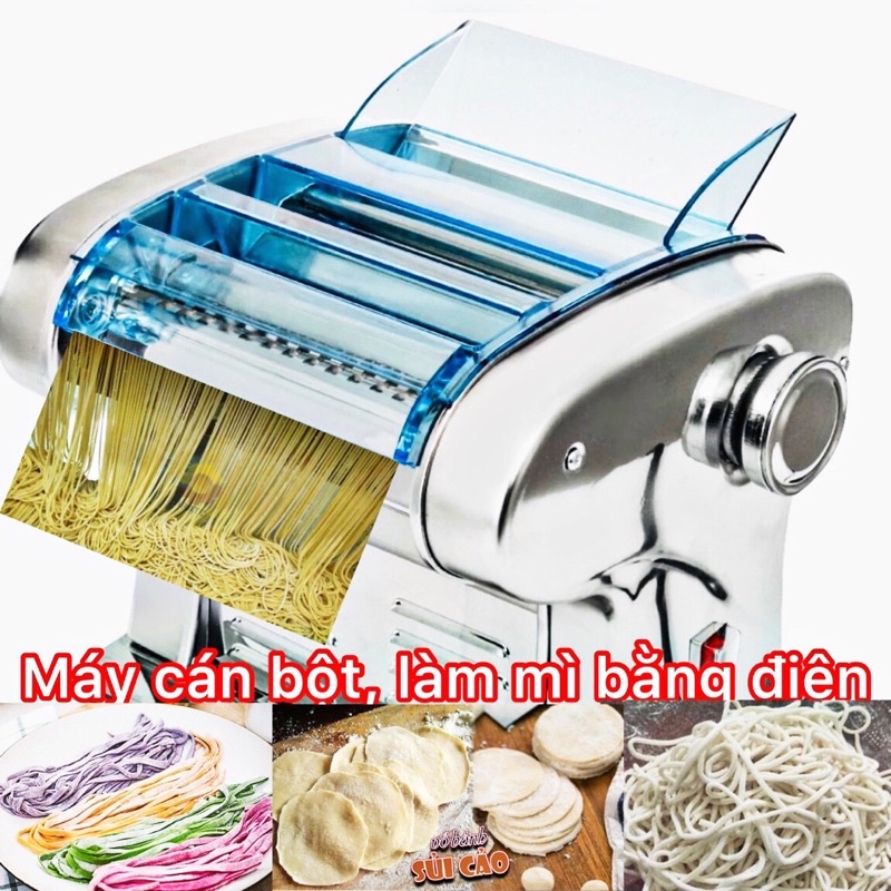 Máy làm mì sợi, cán khô mực bằng điện (3 lưỡi cắt), Máy cán bột inox [Có Bảo Hành-Ảnh Thật]