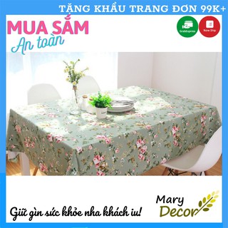 Khăn trải bàn Họa tiết Hoa xanh vintage viền ren (đủ kích thước) - K04