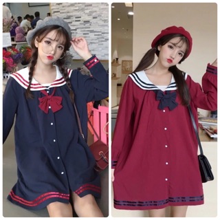 Đầm thủy thủ suông cài nút