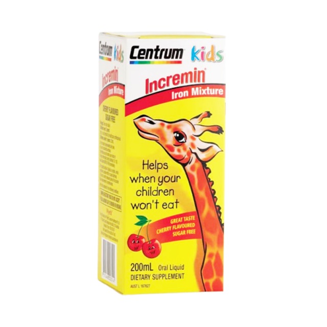 Siro Cho Trẻ Biếng Ăn Centrum Kids Incremin Iron Mixture Của Úc 200ml