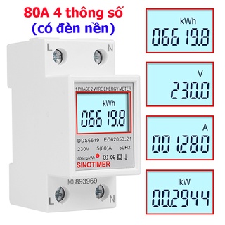 Mua Công tơ điện tử 80A dùng để đo số điện tiêu thụ (kWh)  Đo công suất (W)  đo điện áp (V)  đo cường độ dòng điện (A).