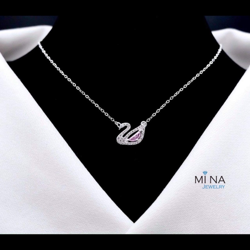 Dây chuyền bạc nữ Vòng cổ thiên nga đính đá đơn giản sang chảnh - cam kết chuẩn bạc (0124)
