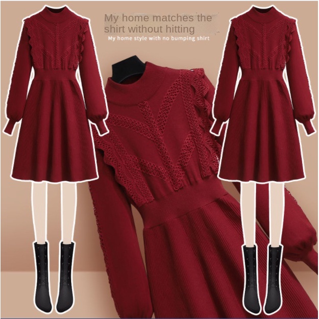 Đầm Sweater Dệt Kim Plus Size mm2021 Thời Trang Thu Đông Dễ Phối Đồ Cho Nữ