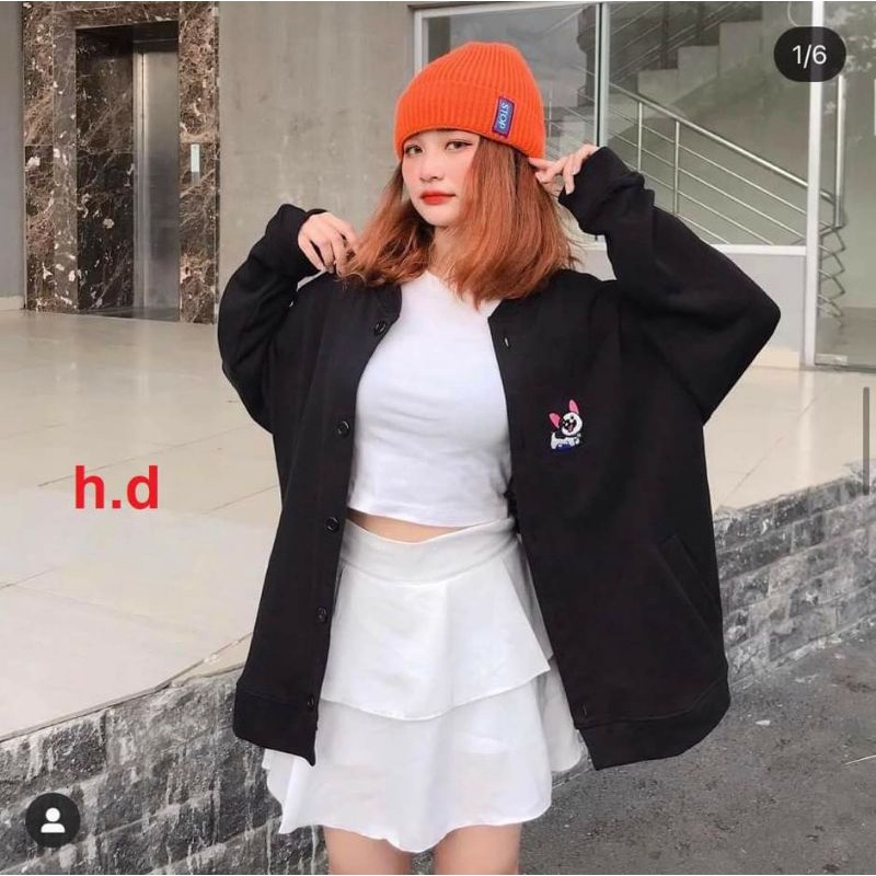 Áo cadigan Cún Pup Pychất nỉ bông có cúc dọc áoThời trang nữ mùa đông khoác ngoàiphong cách hàn quốc