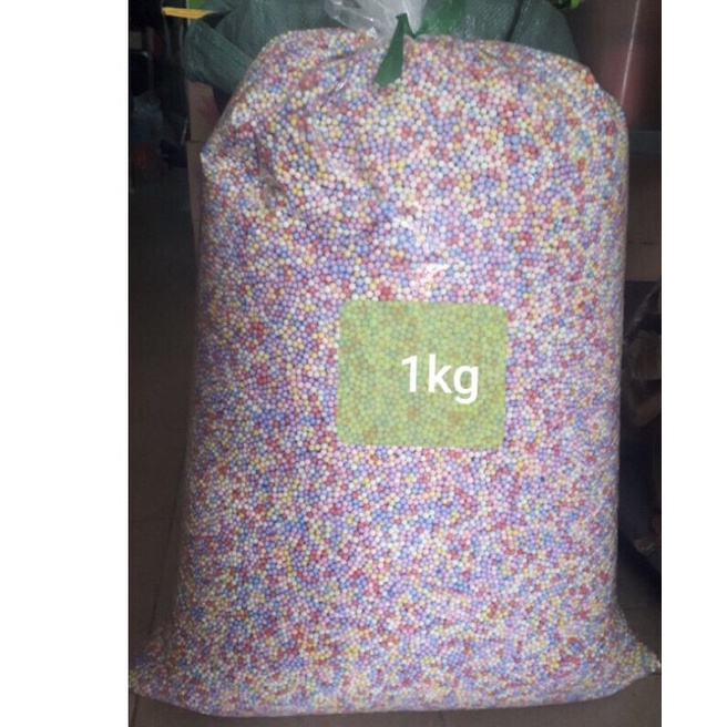 Hạt xốp mix màu,hạt xốp màu dùng bỏ hộp quà,làm smile,trang trí cho 0.5kg xốp màu