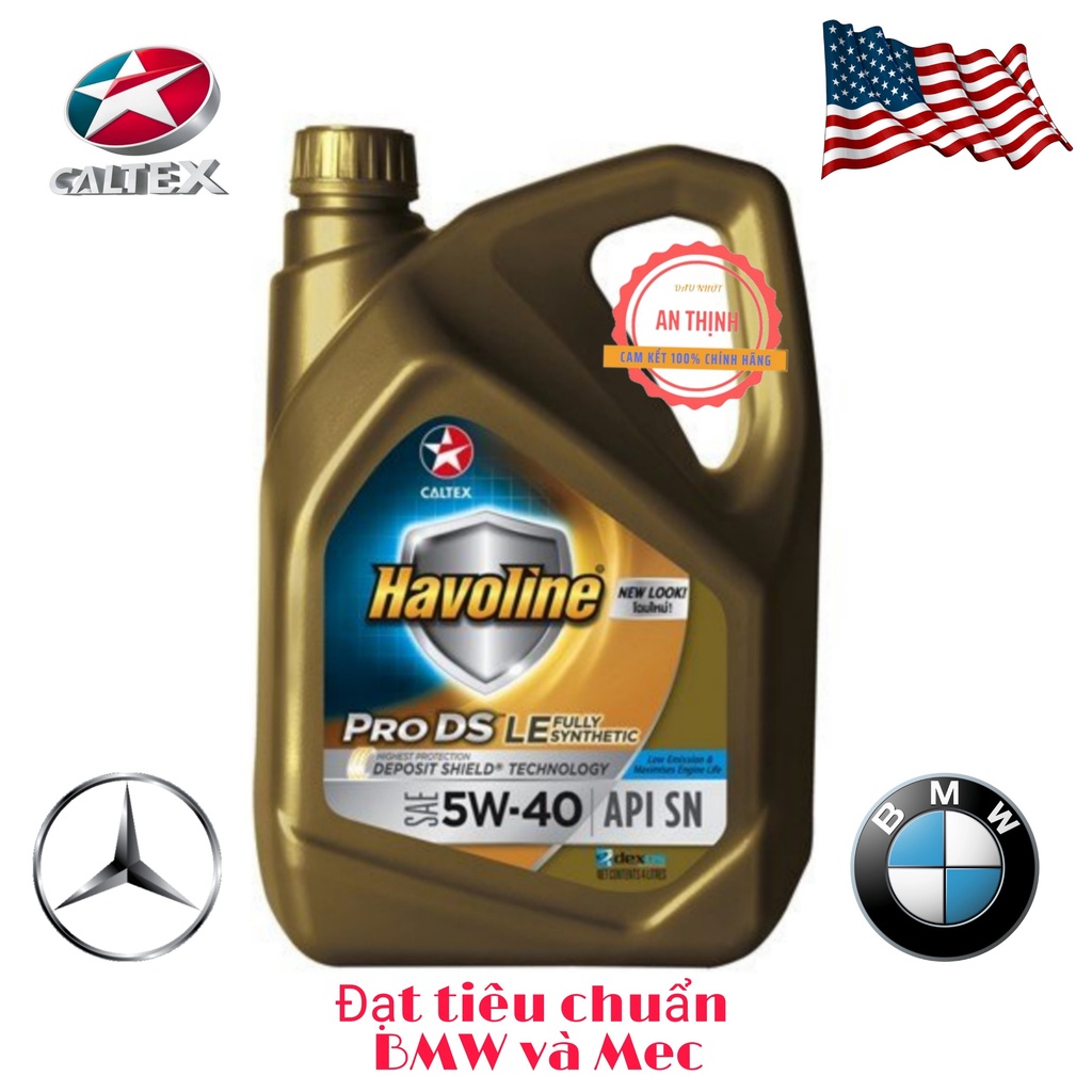 Nhớt Ô Tô Tổng Hợp Toàn Phần CALTEX HAVOLINE ProDS LE 5W40 FULLY SYNTHETIC 4L Nhập Khẩu THAILAND