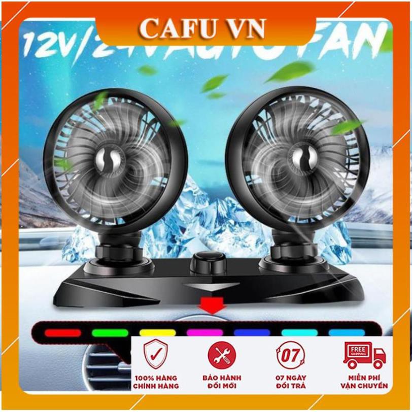Quạt đôi ô tô quạt đôi mini 360 độ để trong ô tô, để bàn làm việc. - CAFU VN