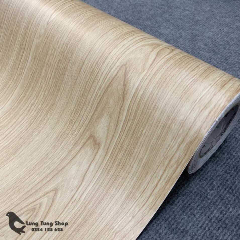 Decal vân gỗ màu kem - giấy dán tường bàn tủ có sẵn keo