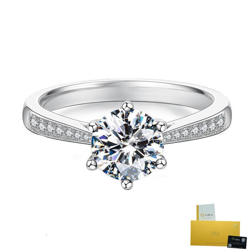 Nhẫn Cưới Kim Cương Trắng Cổ Điển Moissanite 1 Karat
