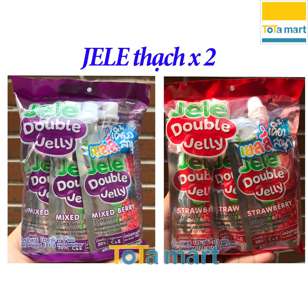 (Lốc 3 gói) Nước thạch JELE Double Jelly Thái Lan 125g gói. HSD 04,05 2022 thumbnail