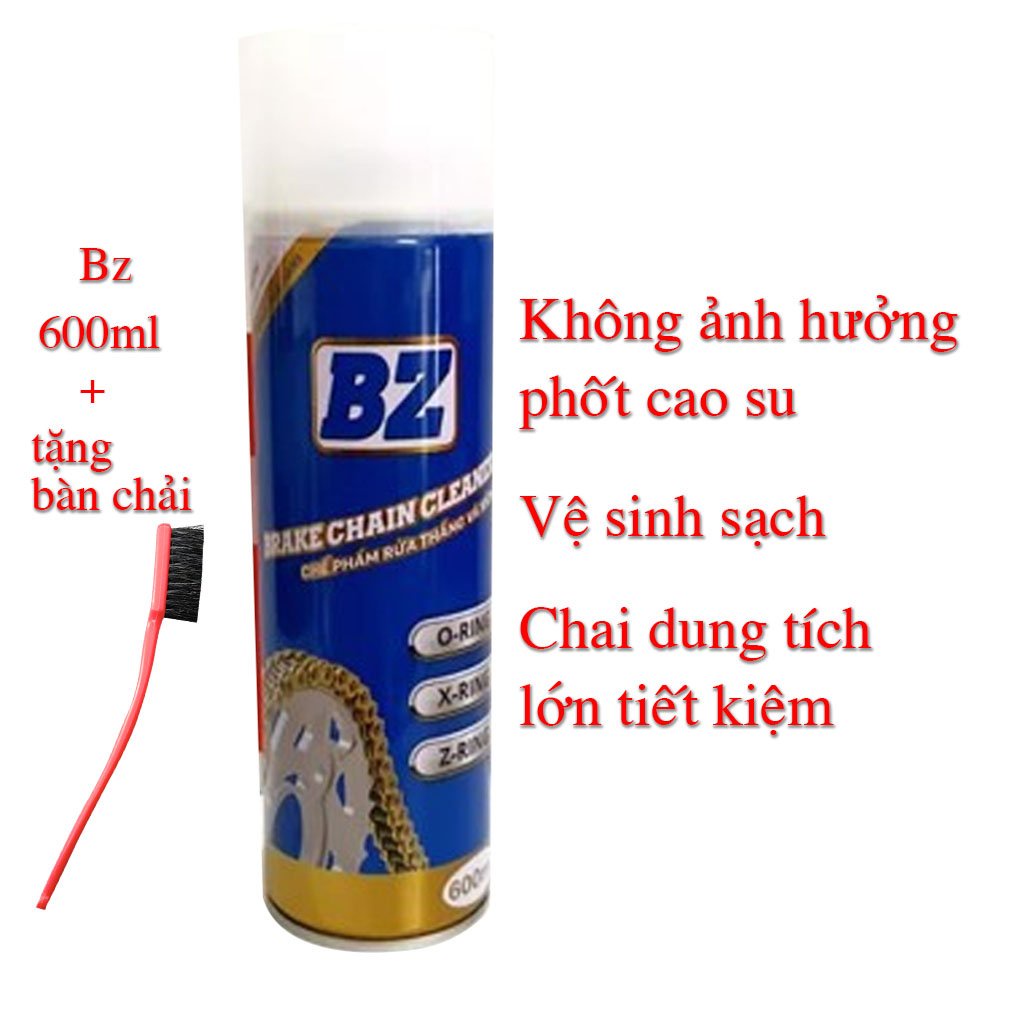 [Tặng bàn chải] Chai Xịt Vệ Sinh Sên BZ Rửa Sên BZ Và Thắng Xe Bz 600m