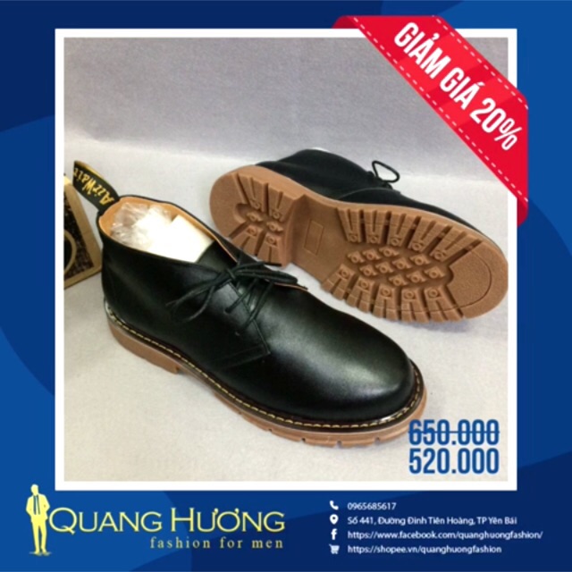 Giày drmarten nam cổ cao lửng buộc dây da đẹp