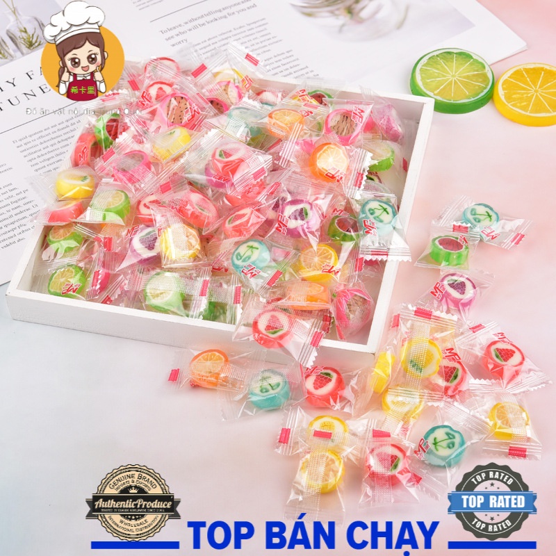 Mẫu mới  Combo 300g kẹo cứng hương vị trái cây bốn mùa hình dáng siêu cute