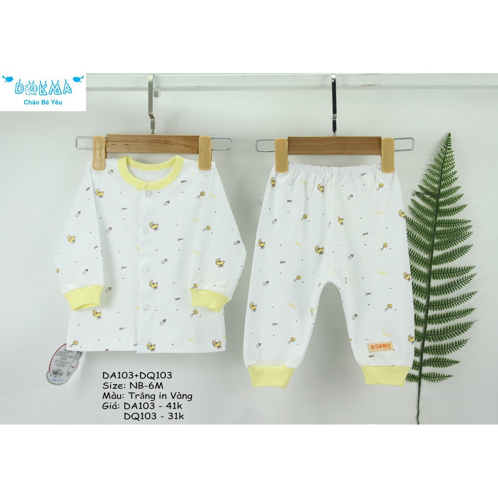 [FREESHIP] Bộ quần áo cho bé/trẻ sơ sinh cotton dài tay cài giữa Dokma DB103