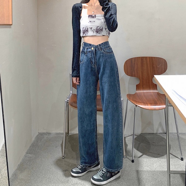 Quần Jeans Nữ Lưng Cao Ống Rộng Thời Trang Hàn Quốc