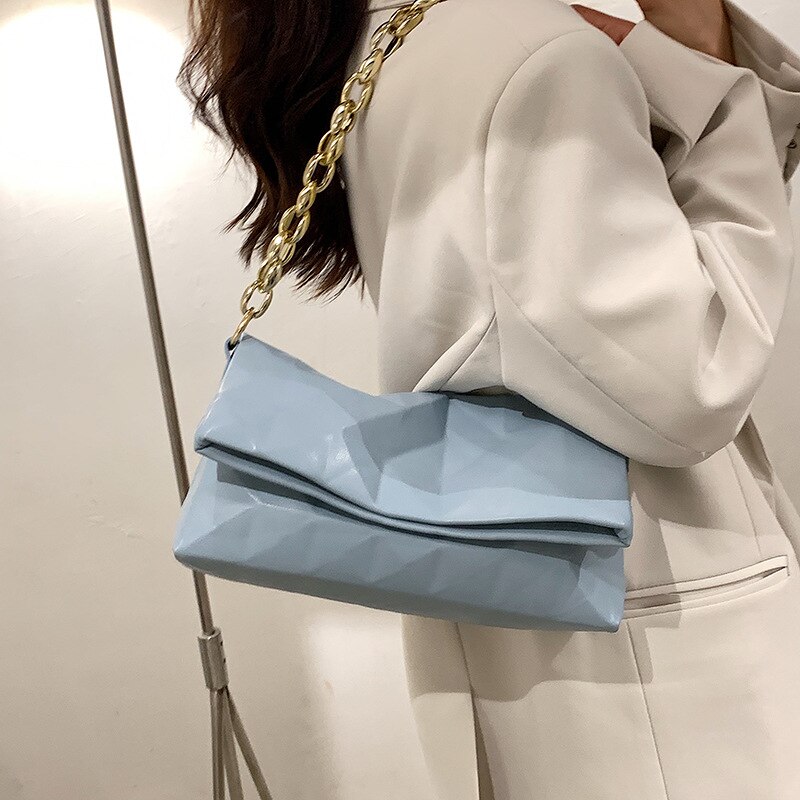 Túi đeo vai JASMIN NOIR da PU cỡ nhỏ phối dây xích thời trang cho bạn gái