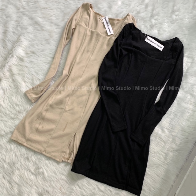 ĐẦM ÔM CỔ VUÔNG CHẤT LIỆU THUN GÂN | BigBuy360 - bigbuy360.vn