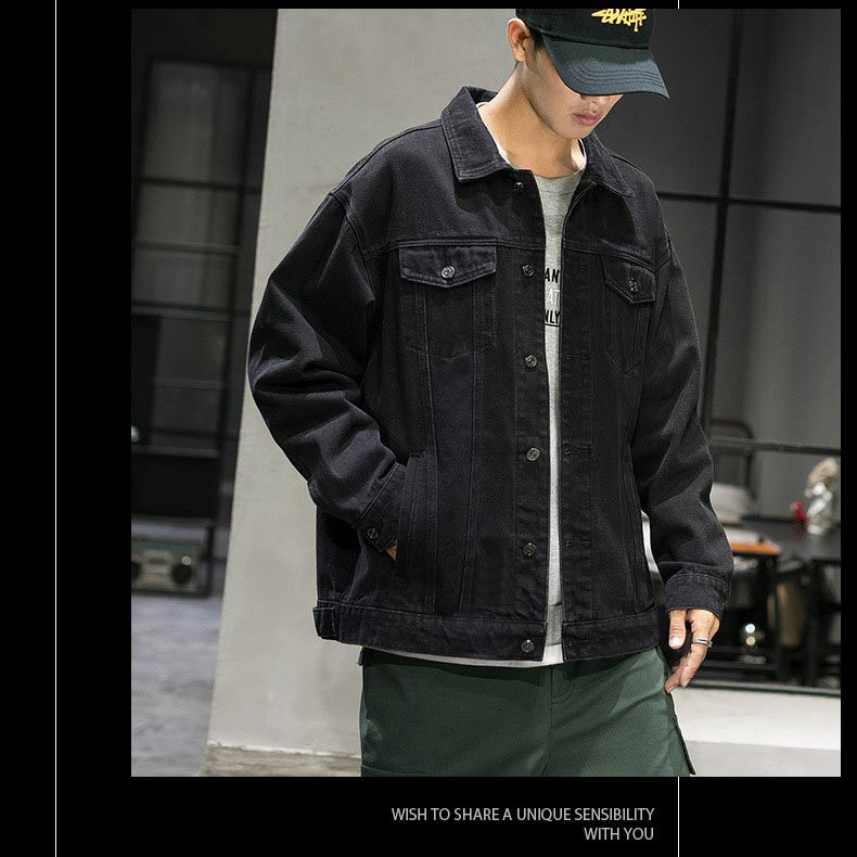 Áo khoác jean full đen nam vải đẹp | BigBuy360 - bigbuy360.vn