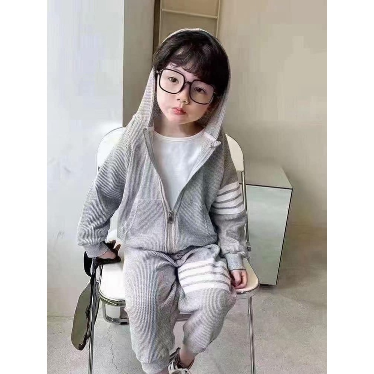 Bộ thể thao có mũ kéo khóa cho bé trai, bé gái