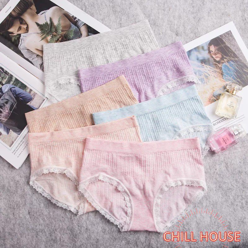 [Được chọn màu] Quần lót cotton kháng khuẩn CAO CẤP 005 co giãn 4 chiều phối ren dễ thương 5 màu chọn
