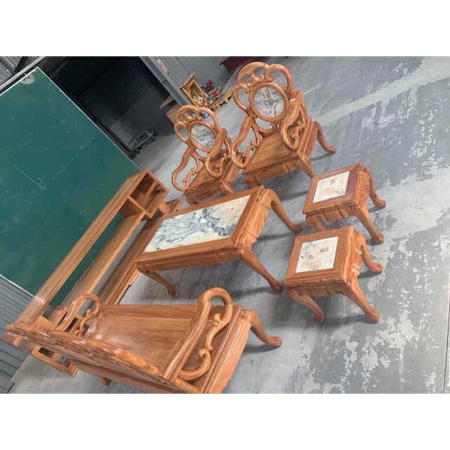 ☘ Bộ ghế guột gỗ gõ đỏ hàng tuyển ván dày dặn bộ 6 món