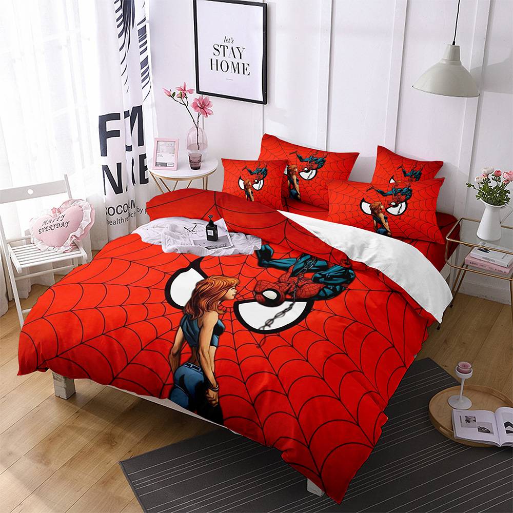 Bộ Ga Trải Giường 3 Trong 1 Thoải Mái In Hình Người Nhện marvel ty1