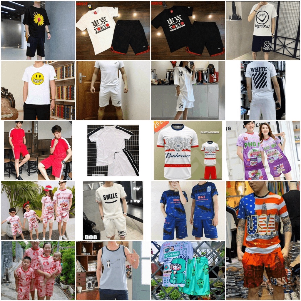 Set Bộ Mùa Hè Nam Áo Ngắn Tay Cổ Tròn In Chữ I'M FASHION Hai Màu Loang Phối Quần Short Đùi Ngắn Cạp Chun Co Giãn Phong C