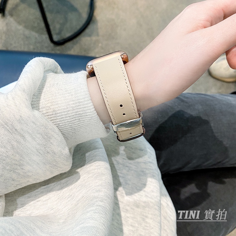 Dây Đeo Bằng Da Khóa Kim Loại Cho Đồng Hồ Thông Minh Apple Watch Series 7 6 5 4 3 2 1 SE iWatch7 45mm 38/41/40/42 44mm