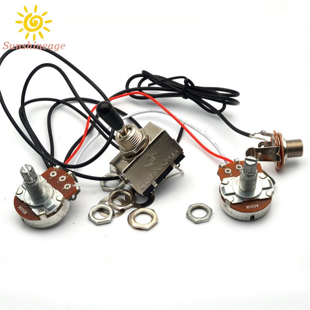 SUNAGE- ~Guitar Wiring Harness Prewired 3 Way Toggle Switch 500K Pots 1 Volume 1 Tone SsHYwW UGuedf【SUNAGE-HOT Fashion】