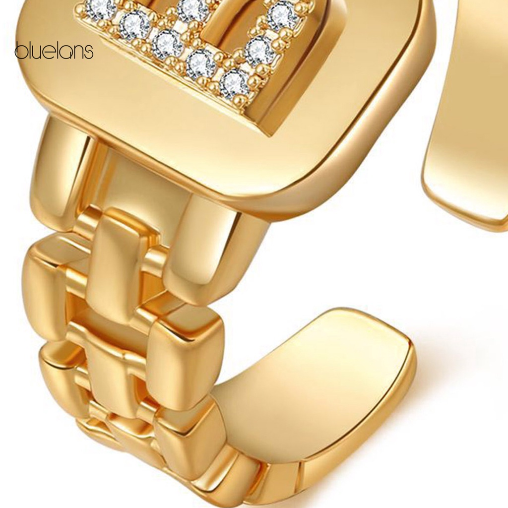 Nhẫn Hợp Kim Hở Đính Đá Lấp Lánh Màu Hồng