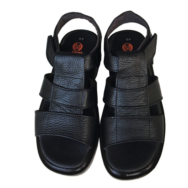 áo sandal Dép xăng đan nam Trường Hải đế cao 5cm màu đen da bò thật đê PU siêu nhẹ XDN0741 [CÓ VIDEO]
