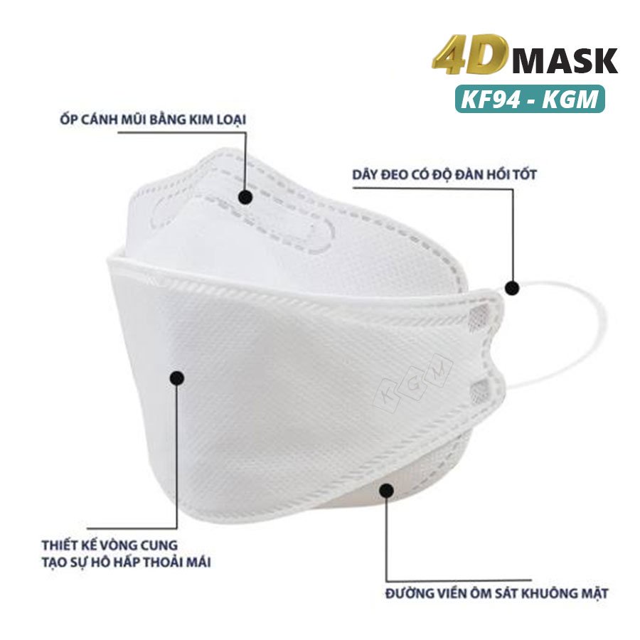 [Đã Kiểm Định] Khẩu trang KF94 Hàn Quốc cao cấp 4 lớp chống bụi mịn và kháng khuẩn