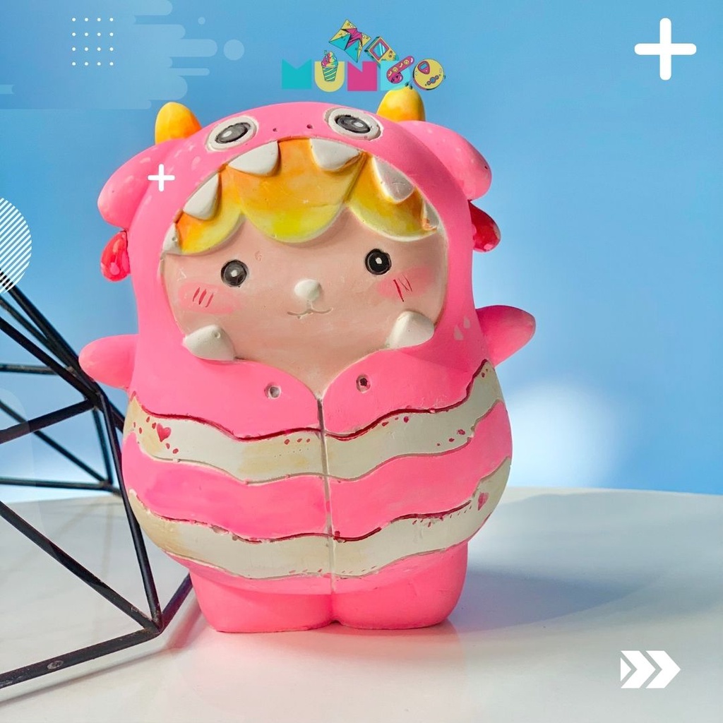 Tượng tô màu cao cấp chọn mẫu SIZE X COSPLAY KHỦNG LONG CUTE, tượng thạch cao MUNDO