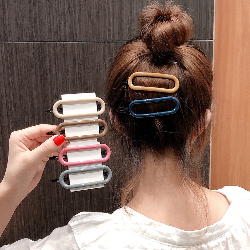 Kẹp Tóc Hình Oval Màu Sắc Ngọt Ngào Phong Cách Hàn Quốc Cho Nữ