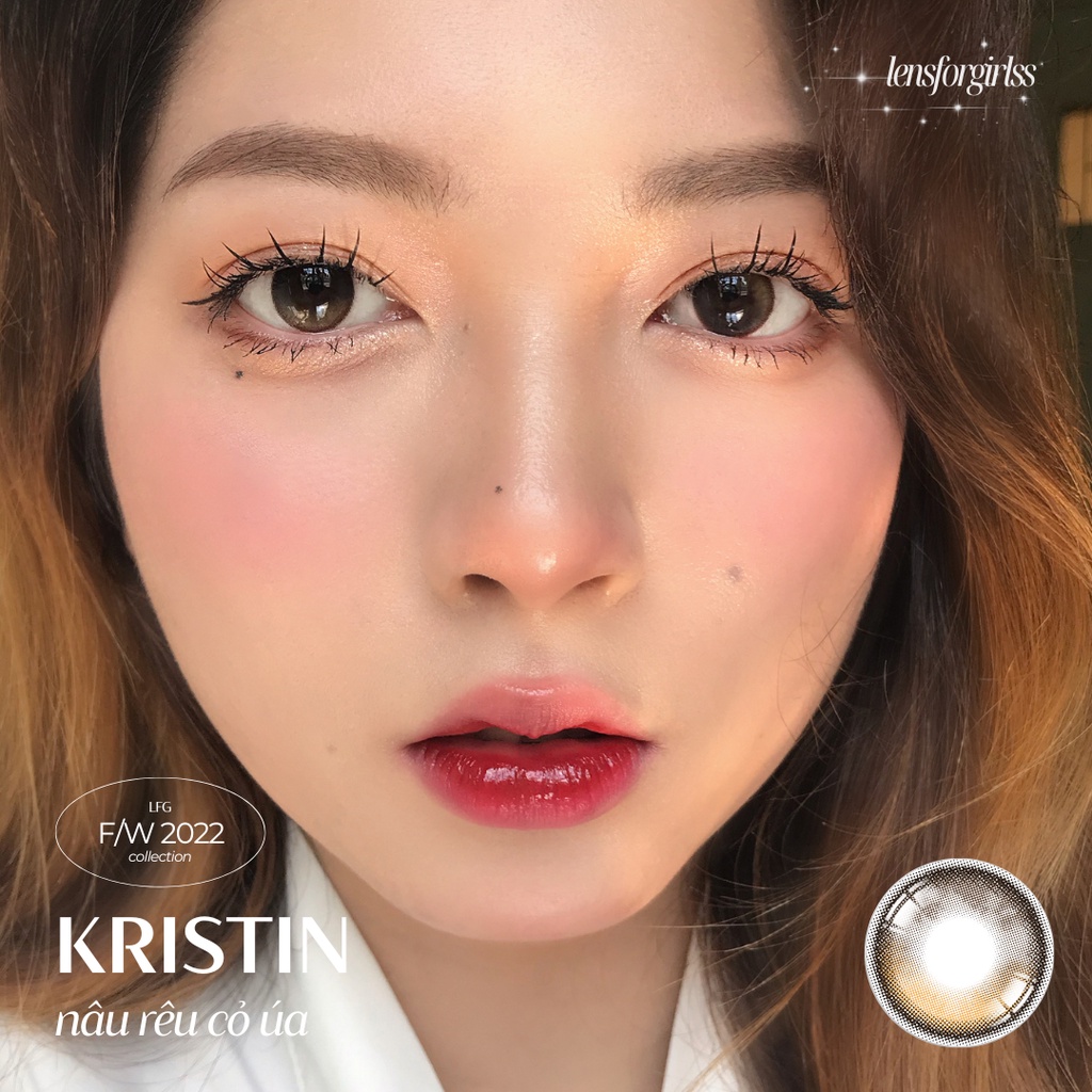 Kính áp tròng nâu ánh bóng highlight KRISTIN BROWN - Made in Korea | HSD 3-6 tháng | Lens cận