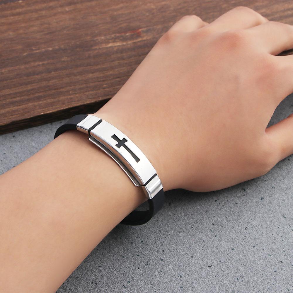 Vòng Tay Dây Thừng Phối Mặt Thánh Giá Bằng Thép Không Gỉ Thời Trang Phong Cách Hip Hop Hàn Quốc BERNARDO