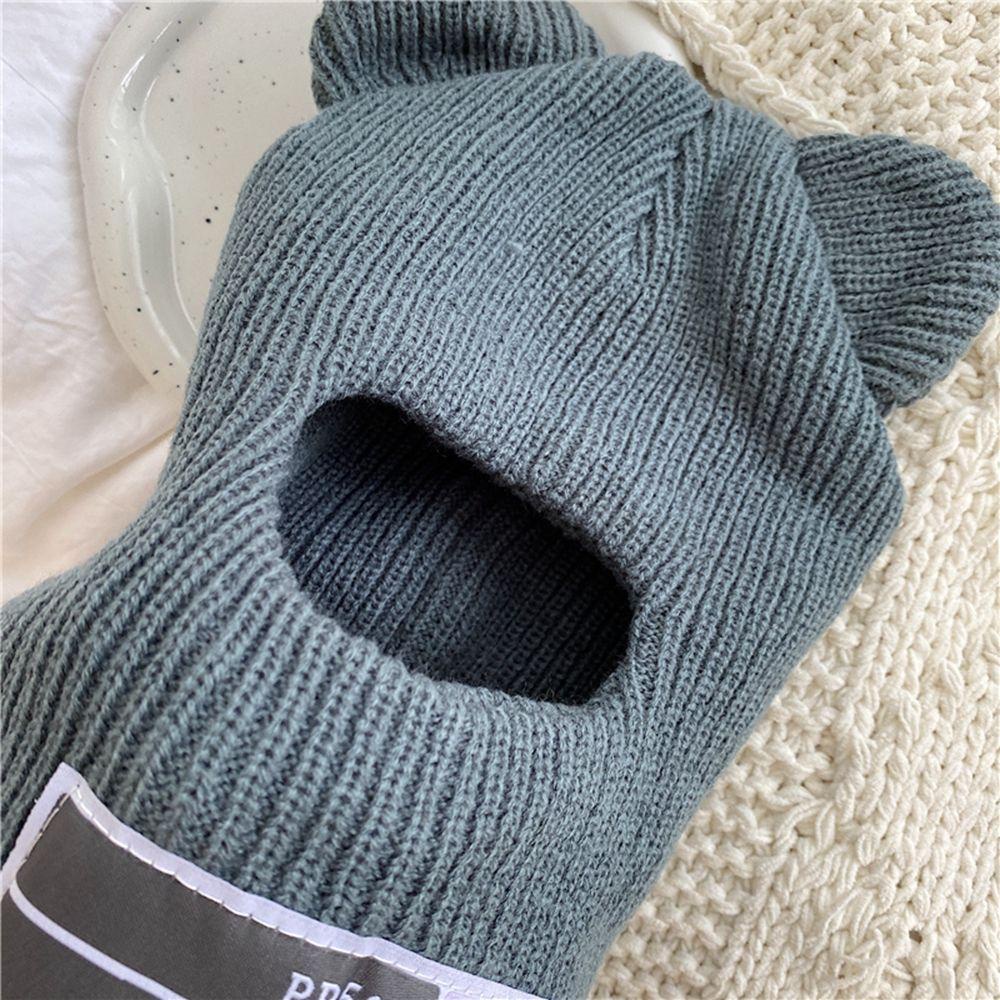 Set 1 Mũ beanie Kèm Yếm Giữ Ấm Tai Gấu Màu Sắc Đơn Giản Cho Nam