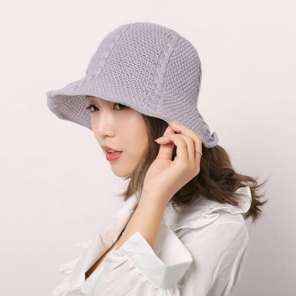 🍓 HA Ngư dân Hat Cotton Cotton Dệt kim Sunbonnet Ruffles Sun Protection Cap