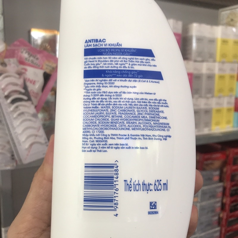 Dầu gội Head &amp; Shoulders Làm Sạch Vi Khuẩn Dầu Gội Làm Sạch Gàu 625ml