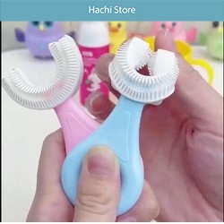 Bàn chải chữ U silicon siêu mềm cho bé từ 2 tuổi - 2 màu xanh, hồng