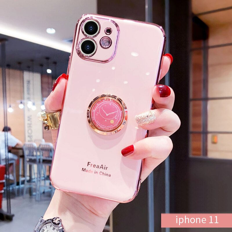 Ốp điện thoại mềm có giá đỡ dạng vòng tròn cho OPPO A74 A54 A95 4G Find X3 Pro Realme C21 C20 C12 C15 8 Pro 5G