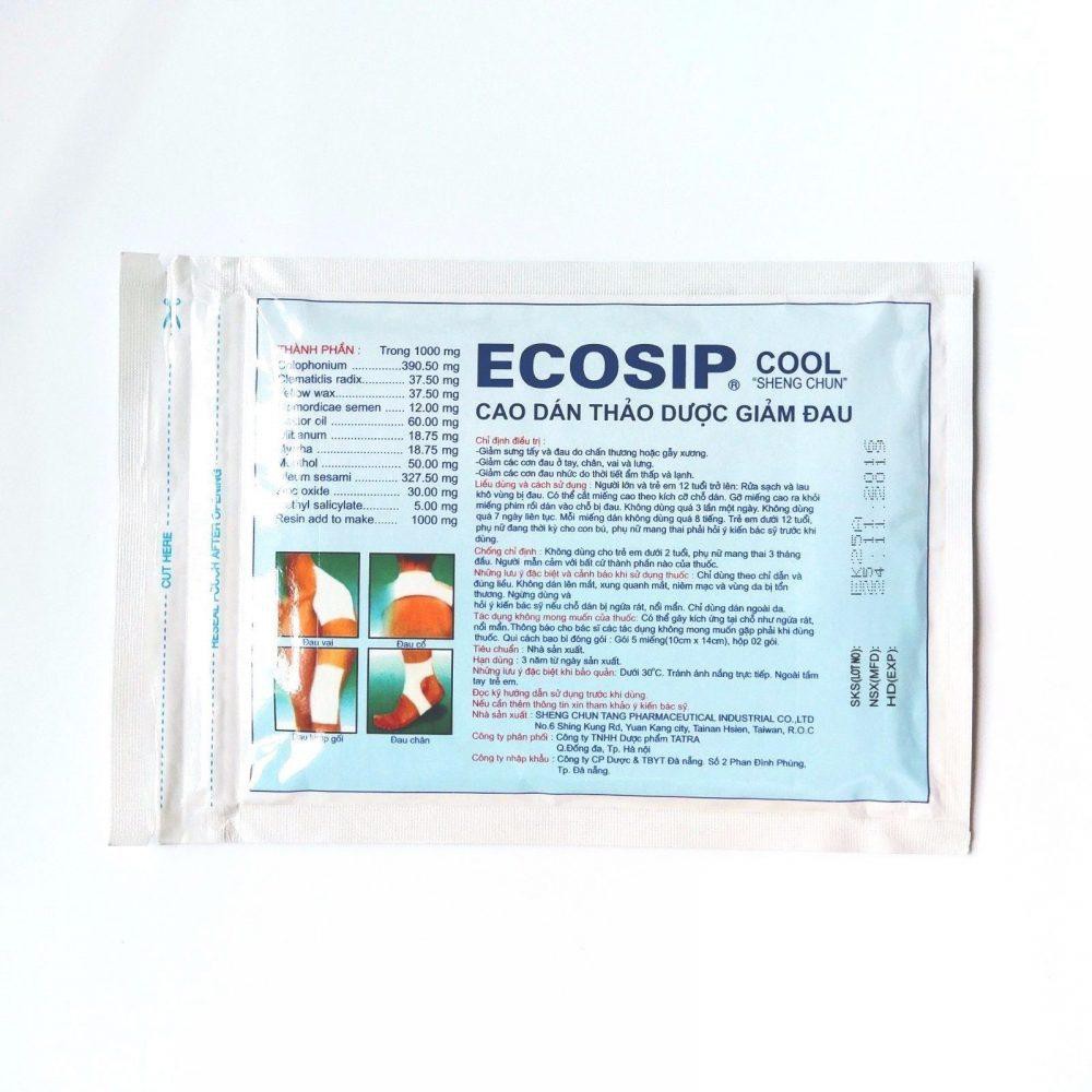 Cao dán thảo dược giảm đau ECOSIP Thảo Dược hộp 100 miếng