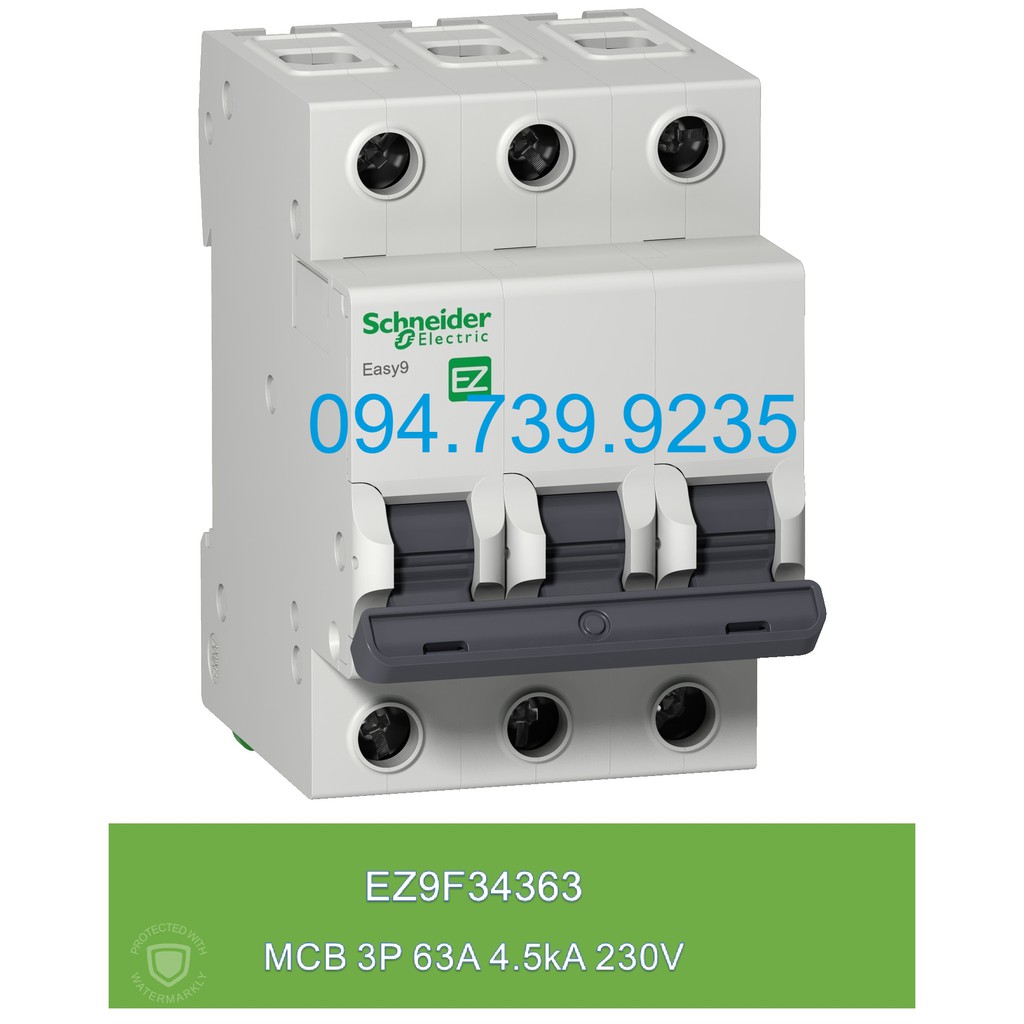 Cầu Dao 3P 63A Schneider - Automat Schneider 3P 63A 4.5kA - Schneider EZ9 3P 63A - MCB 3P 63A Schnei