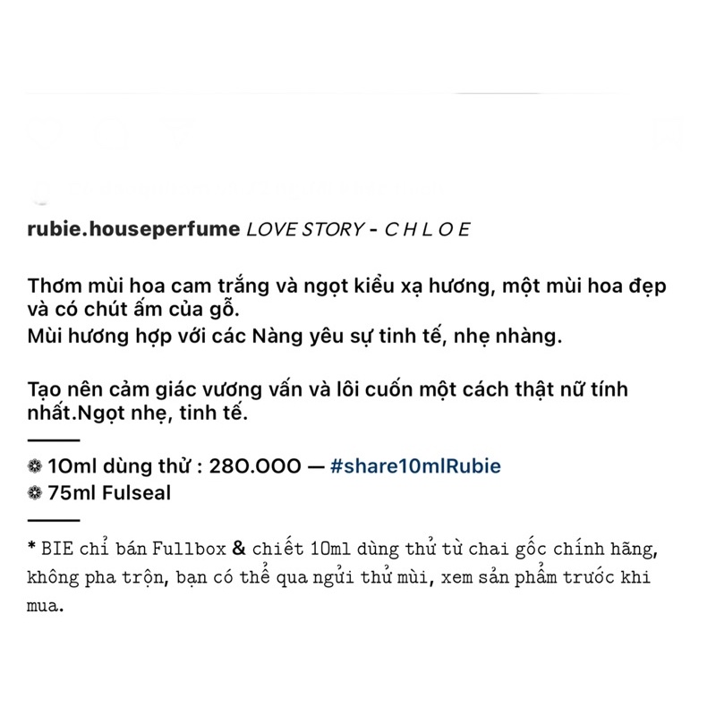 LOVE STORY • Eau de Parfum - 10ML Nước Hoa Chính Hãng