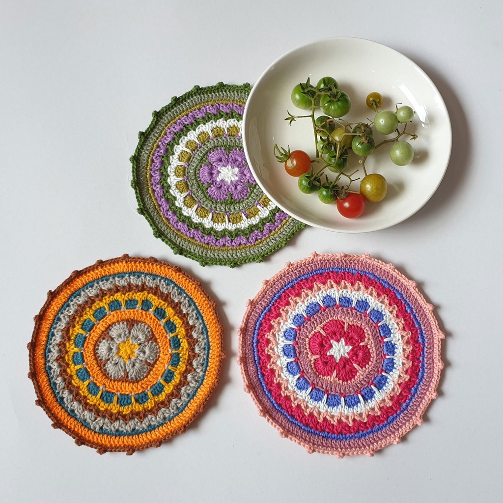 Tấm lót trang trí phong cách Mandala, đệm lọ hoa, dùng trên bàn ăn, lót ly cốc