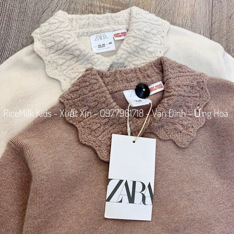 Áo len Zara cổ diềm 2 màu xuất dư xịn