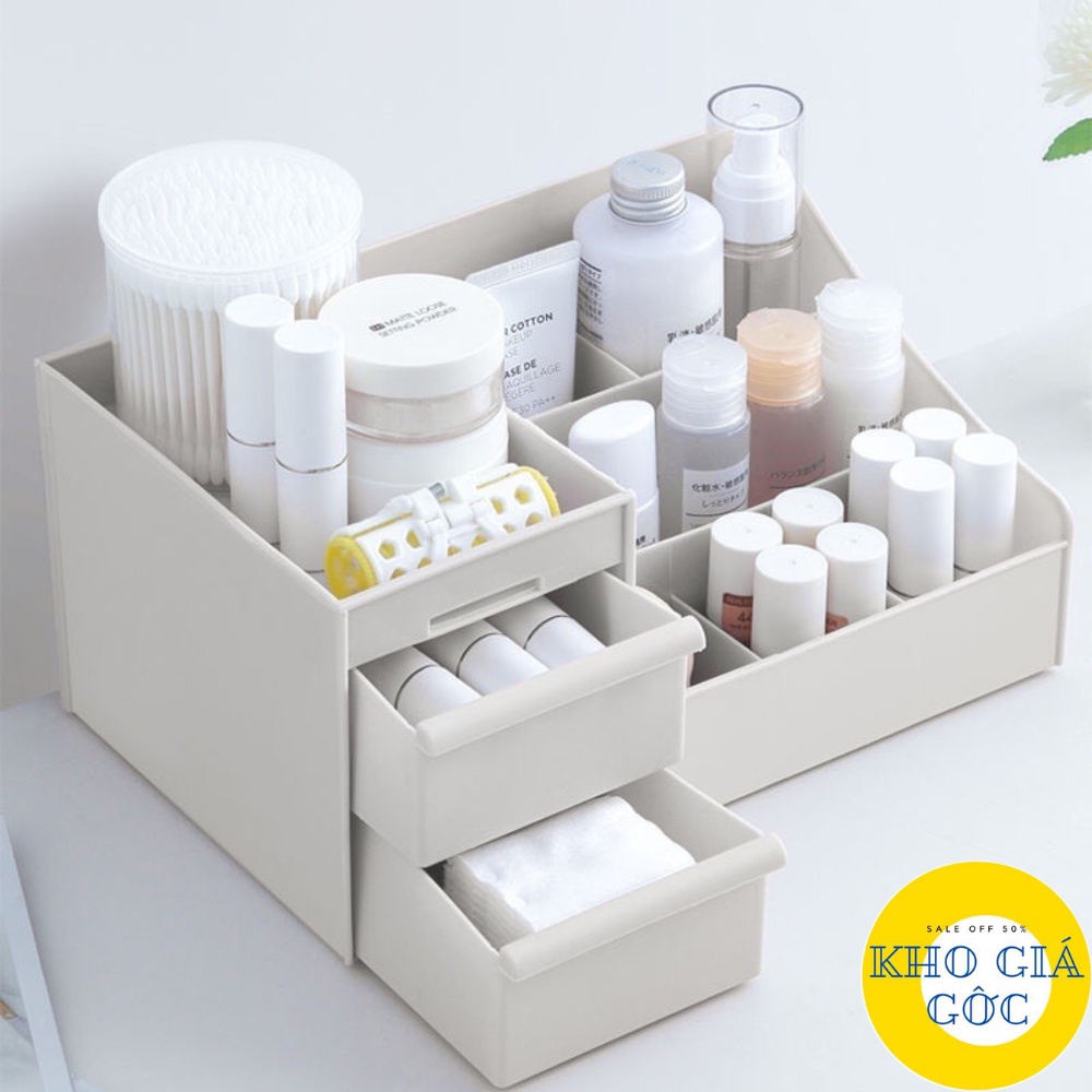KỆ MỸ PHẨM Siêu tiện ích Kệ có 3 tầng bao gồm 2 ngăn kéo