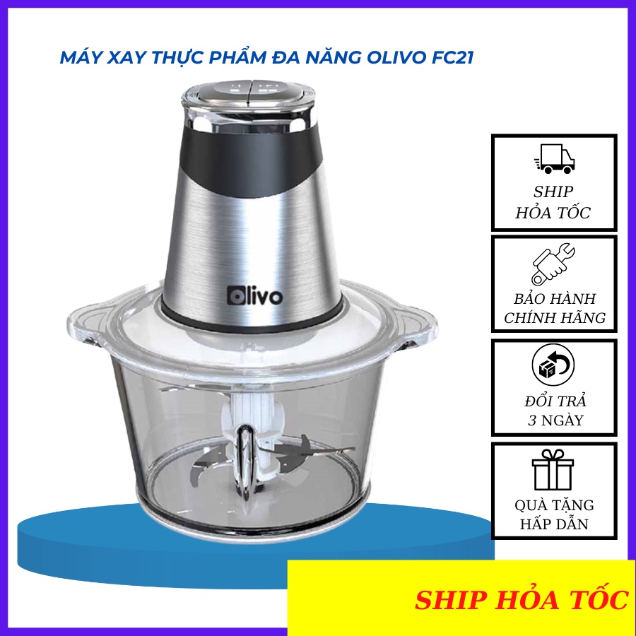 máy xay thịt đa năng máy xay thực phẩm OLIVO FC21 cối thủy tinh hàng cao cấp BH 24 Tháng chính hãng Thương Hiệu Mỹ