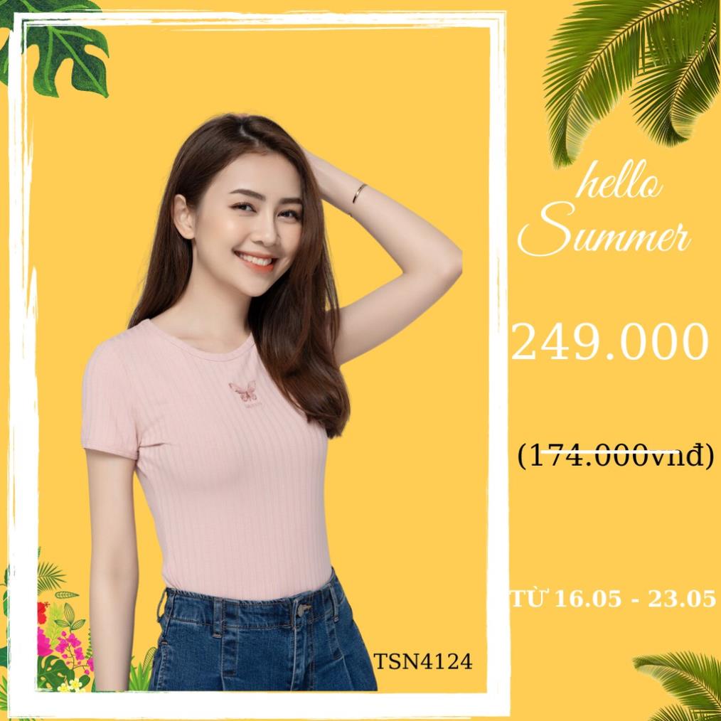 Áo Thun Nữ YODY Thêu Hình Chất Vải Thun Rib Mềm Mịn Không Bai Xù TSN4124 Xịn