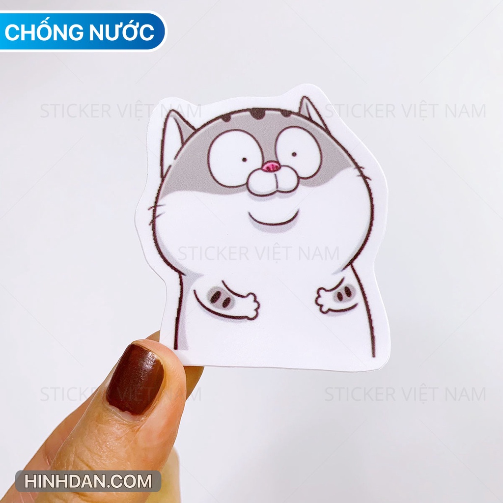 Mèo Ngộ Nghĩnh Chất Liệu PVC Cao Cấp Chống Thấm Nước Dán Trang Trí | Sticker Việt Nam